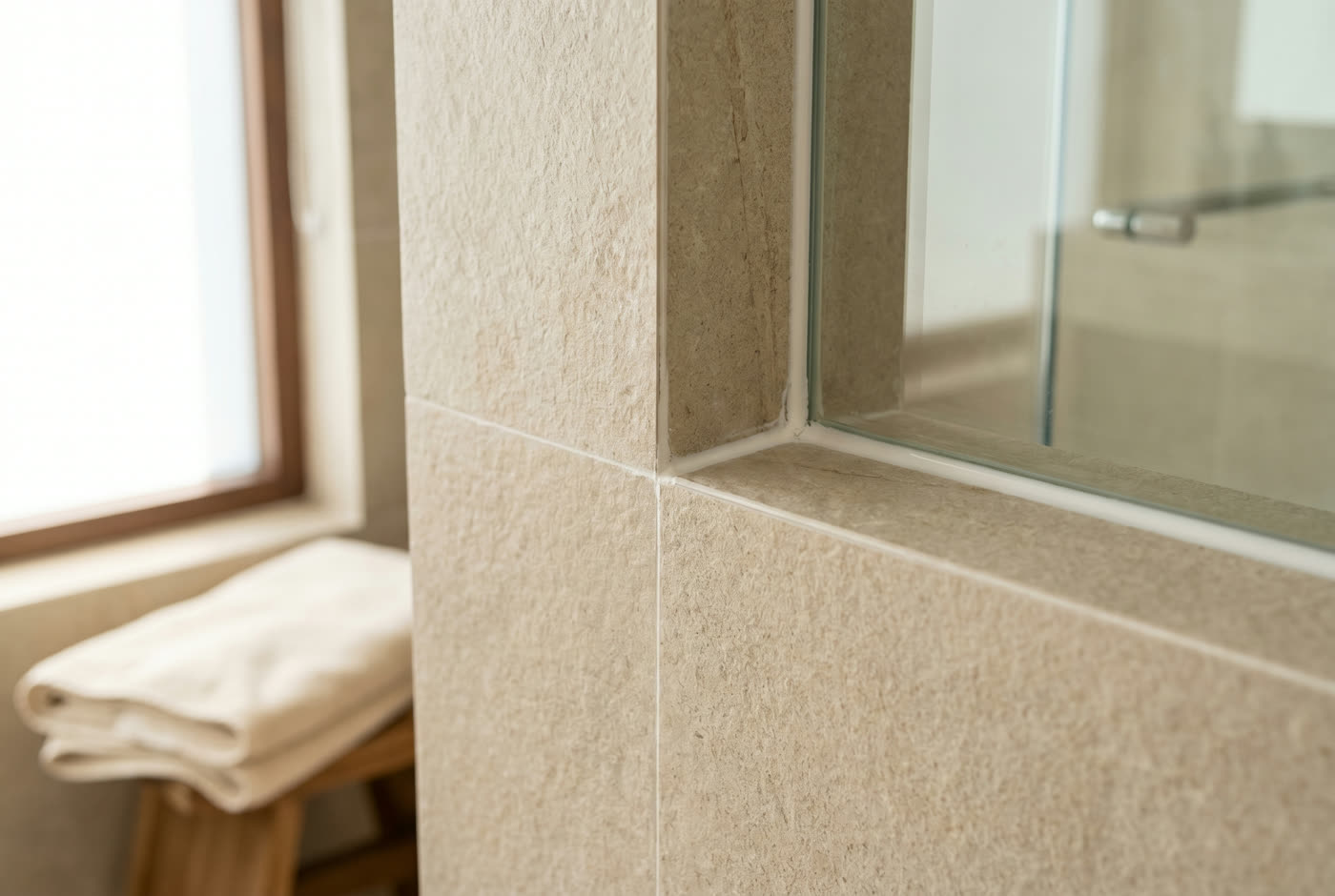 Clean, renewed shower sealant and grout