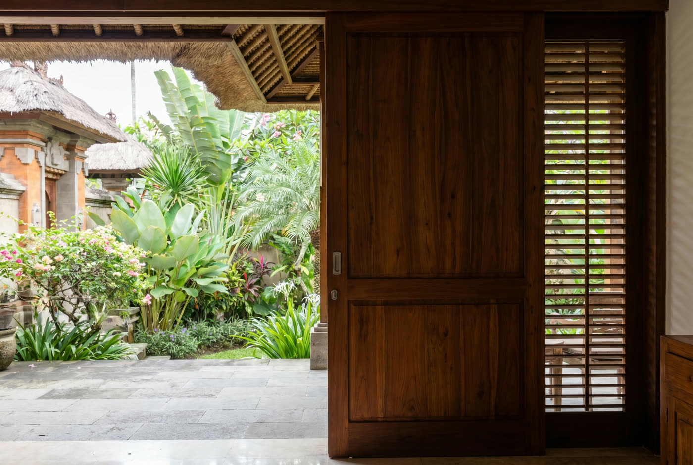 Restored, freshly oiled teak door