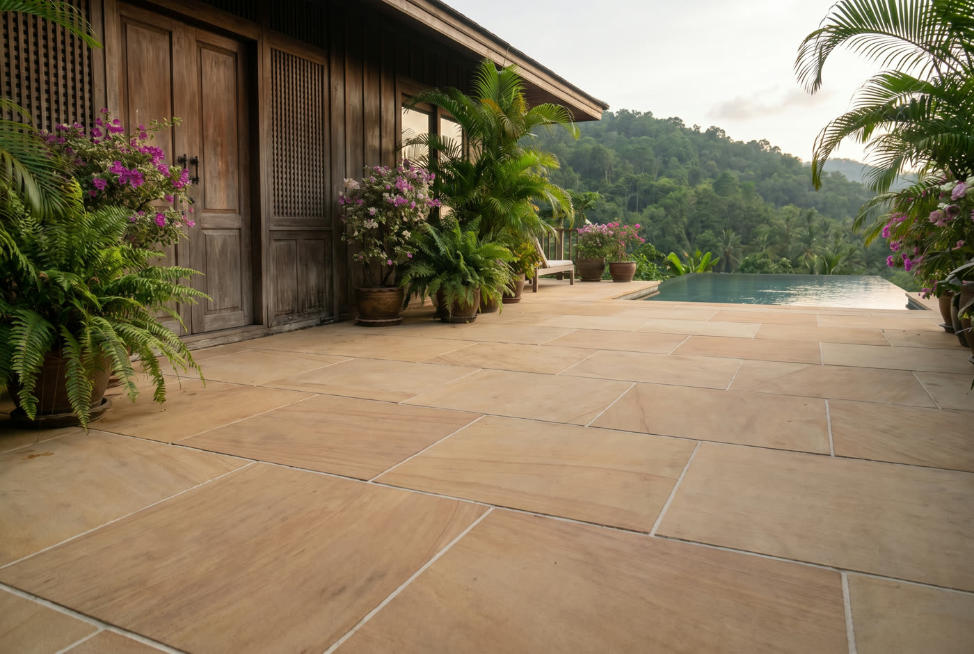 Cleaned, sealed sandstone terrace