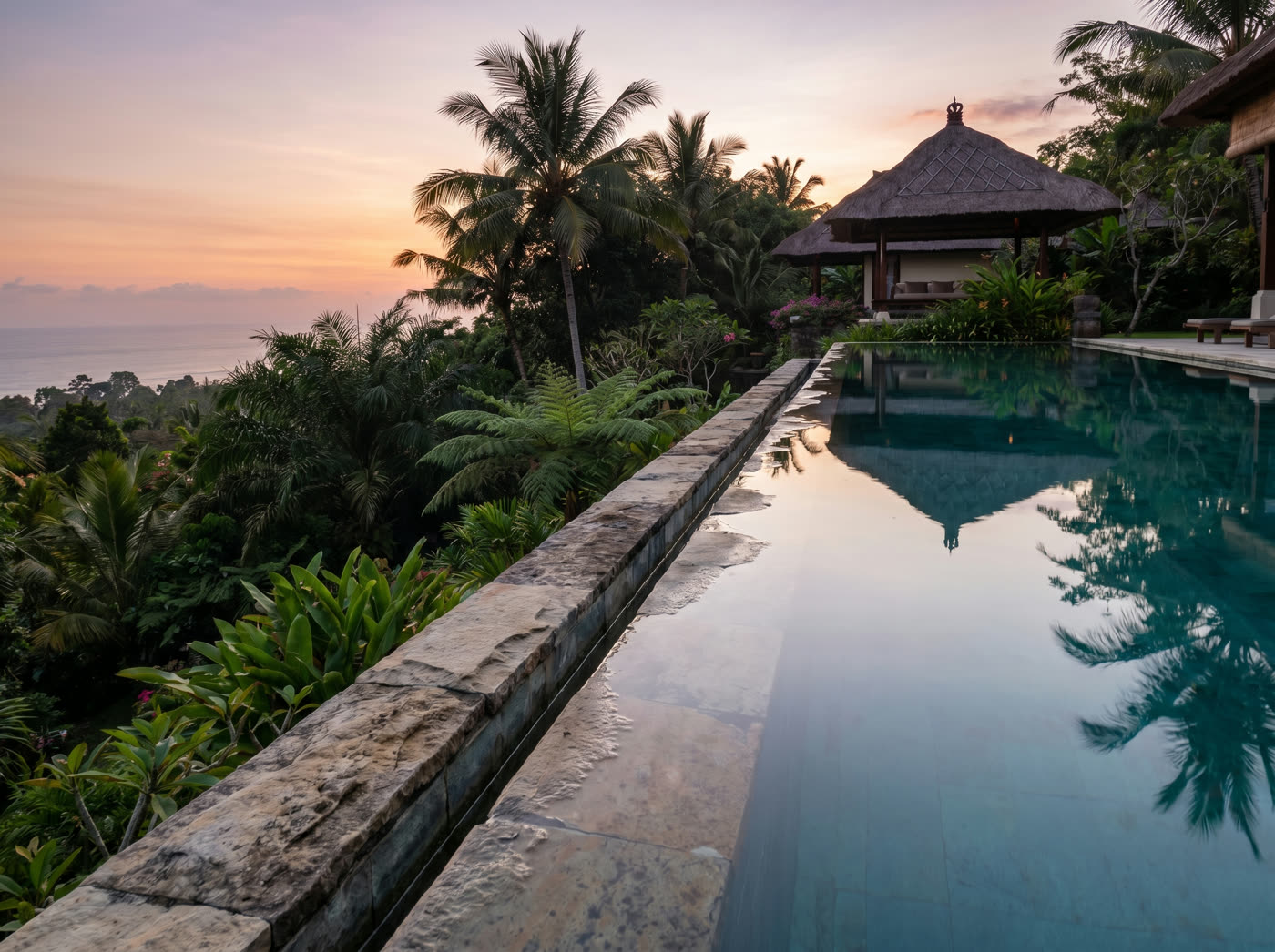 Infinity pool edge at a Bali villa